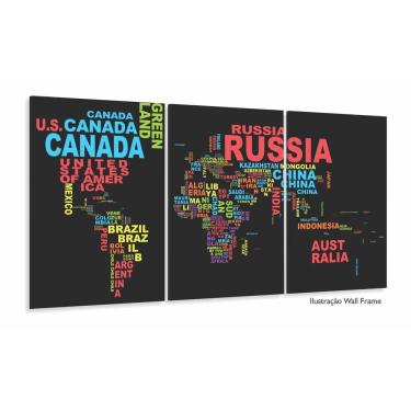 Imagem de Quadros Decorativos Mapa Mundi Moderno Colorido Sala 120x60