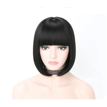 Imagem de  Fantasia Peruca Curta Preta Cosplay Festas e Eventos