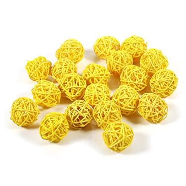 Imagem de enchimentos de vasos de orbes decorativos para enfeites de artesanato decora??es de festa de anivers¨¢rio de casamento de natal(Yellow),20 pe?as bolas de vime decorativas naturais de vime, Bola d