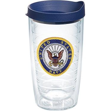 Imagem de Tervis Copo de viagem com logotipo da marinha feito nos EUA com parede dupla e isolado mantém as bebidas frias e quentes, 473 ml, clássico