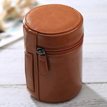 Imagem de HONGYAN capa da câmera Caixa de bolsa de couro PU com zíper ca caixa de bolsa de couro para lente de câmera DSLR, tamanho: 13x9x9cm acessórios para câmera