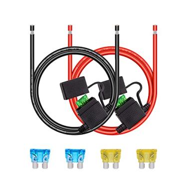 Imagem de Porta-fusível de calibre 10 – 10 AWG em linha suporte de fusível de fio resistente com fusíveis de lâmina ATC/ATO de 30 AMP para carro, motocicleta, marinha, trailer, 1,2 m
