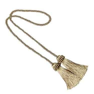 Imagem de Braçadeira de cortina de borlas douradas 1 peça decoração de casa suporte moderno cortinas de amarrar acessórios de quarto tiebacks, ouro, 1 peça