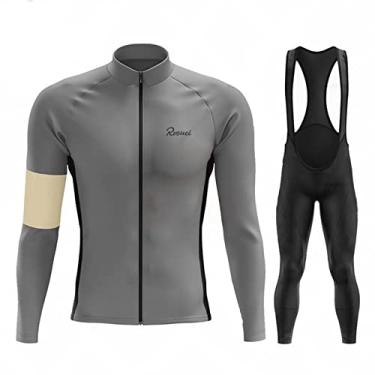 Imagem de Conjunto de camisa de ciclismo inverno masculino lã térmica MTB roupas de bicicleta quentes roupas de bicicleta equipe outono esportes ao ar livre, cinza, PP (160 cm/53 kg)