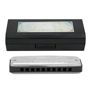 Imagem de B Major 10 Holes Blues Harmonica Mouth Organ for Adult Beginner Students Practice(Black) Wind Instrument