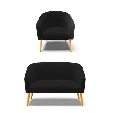 Imagem de Kit 01 Namoradeira 02 Lugares E 01 Poltrona A79 Preto