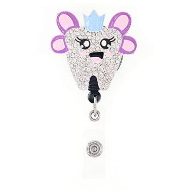 Imagem de Bonito dente de strass com asas de anjo mulher cartão de identificação crachá carretel de crachá