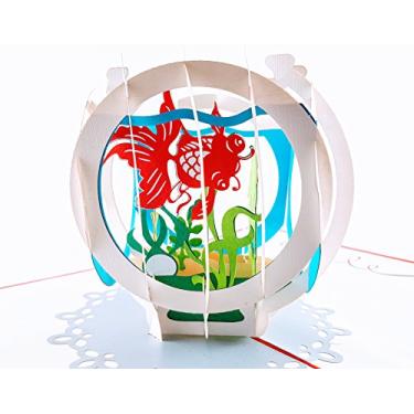 Imagem de iGifts And Cards Cartão de felicitações Happy Goldfish in Harmony 3D Pop Up - Peaceful, Long Life, Wealth, Prosperity, Fortune - Halffold - Good Luck, Housewarming, Get Well, New Business, Parabéns
