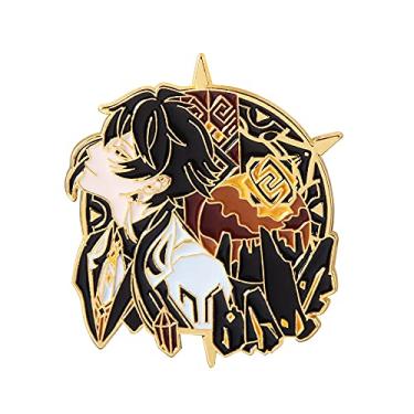Imagem de Broche Genshin Impact Hutao - Broche de lapela esmaltado de personagens Hutao Cosplay - Presente para fãs, mulheres e meninas, Metal, Sem Pedra Preciosa