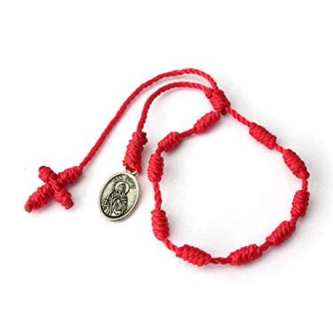 Imagem de My Saint Jude Medalha Vermelha Oração Rosário Pingente Proteção Cristã Católica para Homens Abençoados Mulheres Religiosas Pulseira/San Judas Tadeo Medalla Pulseras Rojas Religiosas Rosário Proteção Mujer Hombre