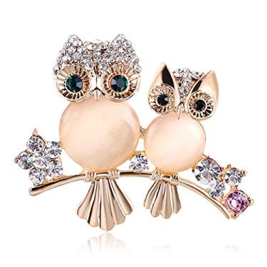 Imagem de Cachecóis de broche em forma de coruja com strass e cristal coberto, com clipe de xale para mulheres