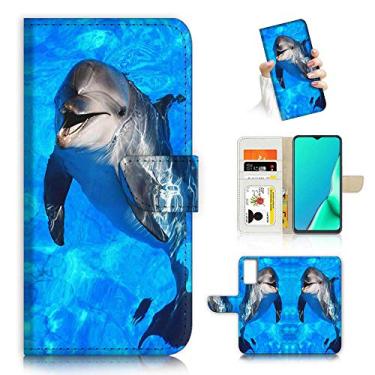 Imagem de Para Samsung S21+, para Samsung Galaxy S21 Plus 4G 5G, capa de telefone carteira projetada com flip, A21798 golfinho fofo