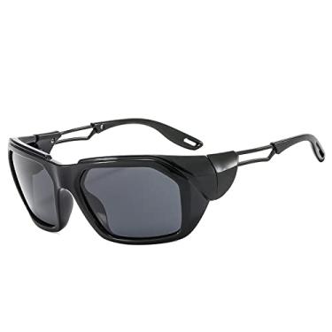 Imagem de Óculos de sol polarizados esportivos masculinos, óculos de sol de luxo, óculos de sol masculinos de armação grande, óculos de pesca de ciclismo, preto C1 preto, lente polarizada
