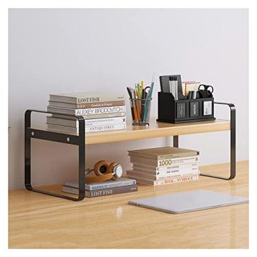 Imagem de KIZQYN Estante pequena simples arte de ferro prateleira de mesa organizador de mesa prateleira de armazenamento de escritório prateleira de exibição para materiais de escritório estante (cor: preto-a, tamanho: 30x20x18cm)