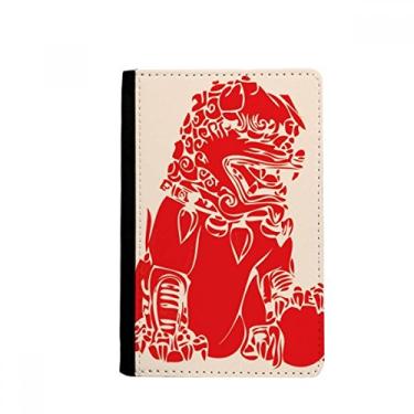 Imagem de Porta-passaporte patriotismo corte de papel leão vermelho da China Notecase Burse carteira capa porta-cartão, Multicolor