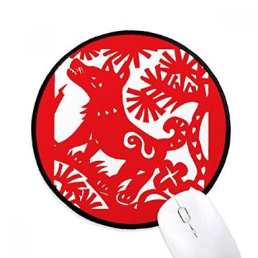 Imagem de DIYthinker Tapete de rato do zodíaco para cachorro com corte de papel para mesa de escritório tapete redondo para computador