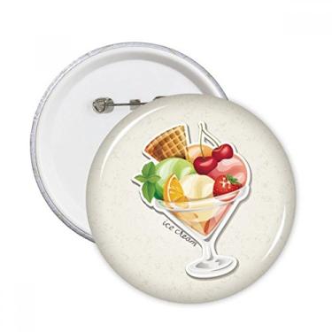 Imagem de Broche redondo de cereja laranja morango fruta doce sorvete broche emblema acessório decoração 5 peças