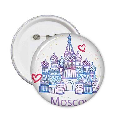 Imagem de Broche I Love Moscow Saint Basil's Cathedral Russia Emblema de Botão Decoração 5 peças