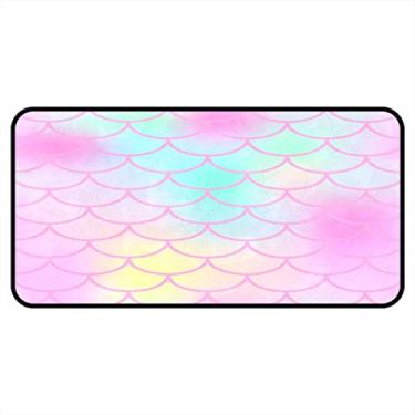 Imagem de Vijiuko Tapetes de cozinha escamas de sereia rosa tapetes de área de cozinha tapetes e tapetes antiderrapante tapete de cozinha tapete lavável para chão de cozinha escritório em casa pia lavanderia interior exterior 101,6 x 50,8 cm