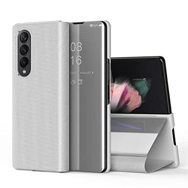Imagem de Capa de telefone flip de couro com espelho de chapeamento de luxo para Samsung Galaxy Z Fold4 Fold 4 5G caso à prova de choque, tira, para Samsung M40S
