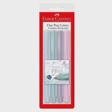 Imagem de Caneta fine pen colors 0,4 mm kit com 4 cores tons pastéis faber-castell