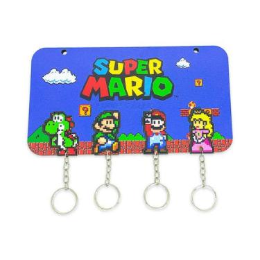 Imagem de Porta Chaves Super Mario Bross Com 4 Chaveiros - Pomps Geek