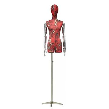 Imagem de Female Mannequin Torso Corpo de torso de manequim feminino, janela de exibição Manequim modelo de altura ajustável, bustos de forma de vestido com braços de cabeça para exibição de roupas (Color : Re