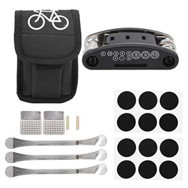Imagem de EVTSCAN Bolsa de reparo de bicicleta, kit de reparo de pneu de bicicleta, ferramenta de reparo de perfuração de bicicleta, ferramenta 16 em 1 para manutenção de pneus, reparo de bicicleta