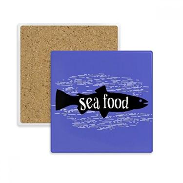 Imagem de Esboço de peixe de animal preto, quadrado, natural, porta-copos, caneca, suporte de subplaca, pedra isolante