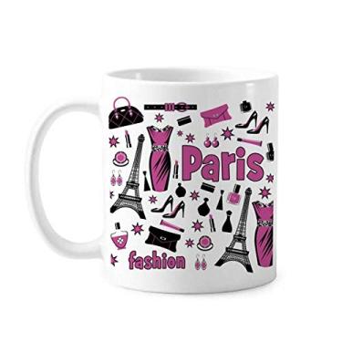 Imagem de Dressing Lady France Torre Eiffel Caneca Rosa Cerâmica Café Porcelana Caneca de Cerâmica