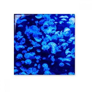 Imagem de Azulejo de cerâmica brilhante azul natureza água-viva imagem oceano tijolo vitrificado pedra adornada