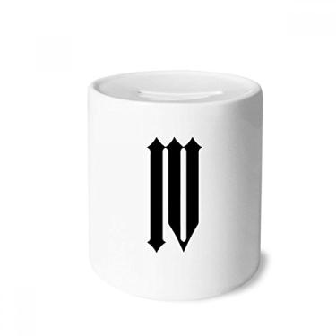 Imagem de DIYthinker Numerais romanos quatro em preto silhueta caixa de dinheiro caixa de cerâmica porta-moedas presente de cofrinho