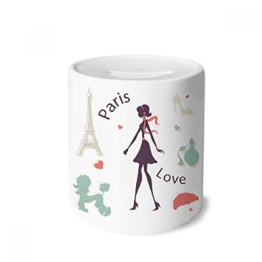 Imagem de DIYthinker Porta-moedas de cerâmica Torre Eiffel Paris Lady France com ponto de referência porta-moedas