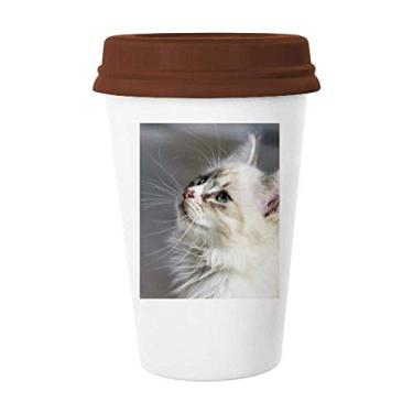 Imagem de Caneca de cerâmica branca com perfil de animal de estimação e gato bonito Caneca de café copo de cerâmica
