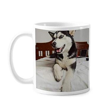 Imagem de Caneca de cerâmica para quarto de cachorro Husky com imagem de cerâmica para café e porcelana