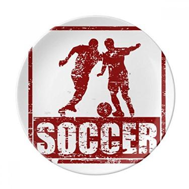 Imagem de Prato de futebol americano decorativo de porcelana Salver mesa de jantar para mesa de futebol americano vermelho