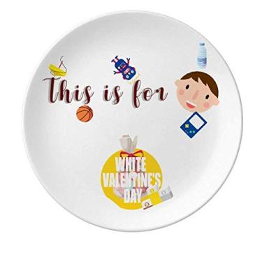 Imagem de Prato de porcelana branco dia dos namorados jantar redondo menino homem