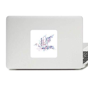 Imagem de Adesivo de vinil para laptop Crowd Cars arranha-céus Aquarela para decoração de PC