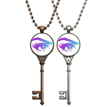 Imagem de OFFbb-USA Cílios parciais fechados, Art Deco, presente, chaveiro, colar, pingente, joias, decoração de casal