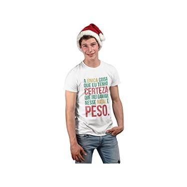 Imagem de Camiseta A única certeza que irei ganhar neste natal é peso Branca Tamanho GG
