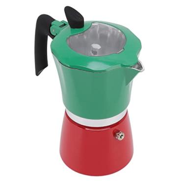 Imagem de Panela De Café De Alumínio Portátil Para Fogão Com Tampa Transparente Design De Bloco De Cor Dupla Para Café De Viagem De Acampamento De Escritório(verde e vermelho)