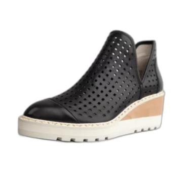 Imagem de Cecelia New York Bota de cano baixo Georgie Wedge couro preto, Couro preto, 10