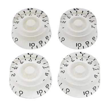 Imagem de Musiclily Pro Canhoto Tamanho Métrico 18 Splines Knobs Guitarra Speed para Estilo Les Paul, Branco(4 Peças)