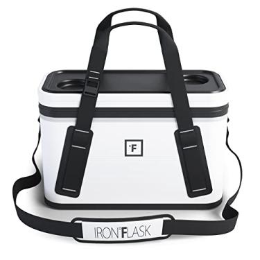 Imagem de Bolsa térmica macia Iron °Flask, 12 L, bolso malha, flutuante, isolamento, durável e à prova vazamento, pequena e portátil viagens, laterais macias, resist. rasgos, bag. mão, mantém gelo frio, branco