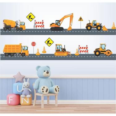 Imagem de Adesivo De Parede Pista Trator Caminhão Obras
