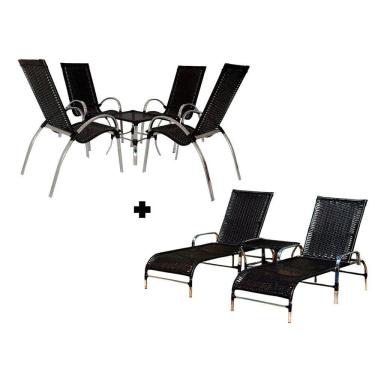 Imagem de Kit 4 Cadeiras e Mesa Garden e 2 Espreguiçadeiras e Mesa Trama