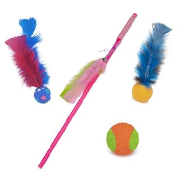 Imagem de Kit de Brinquedos para Gatos Varinha e Bolinhas Colors