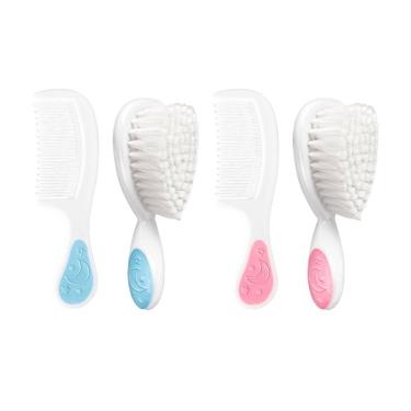 Imagem de Kit Pente e Escova Infantil Soft Bebê Toque Suave 2 Peças Delicado - Adoleta Bebê