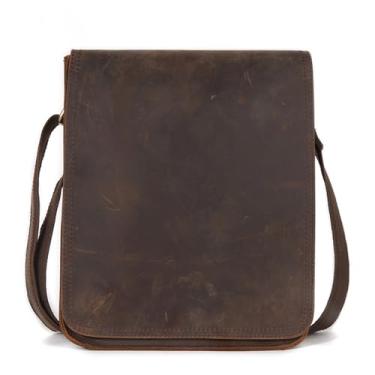 Imagem de Bolsa de ombro transversal masculina em couro legítimo Bolsa masculina lateral sobre o ombro Bolsa mensageiro para homens (B)