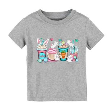 Imagem de Camiseta infantil infantil bebê menina bebê coelhinho roupas de Páscoa coelho roupas roupas colete camisa top primeira Páscoa bebê menino, Cinza, 6-8 Anos